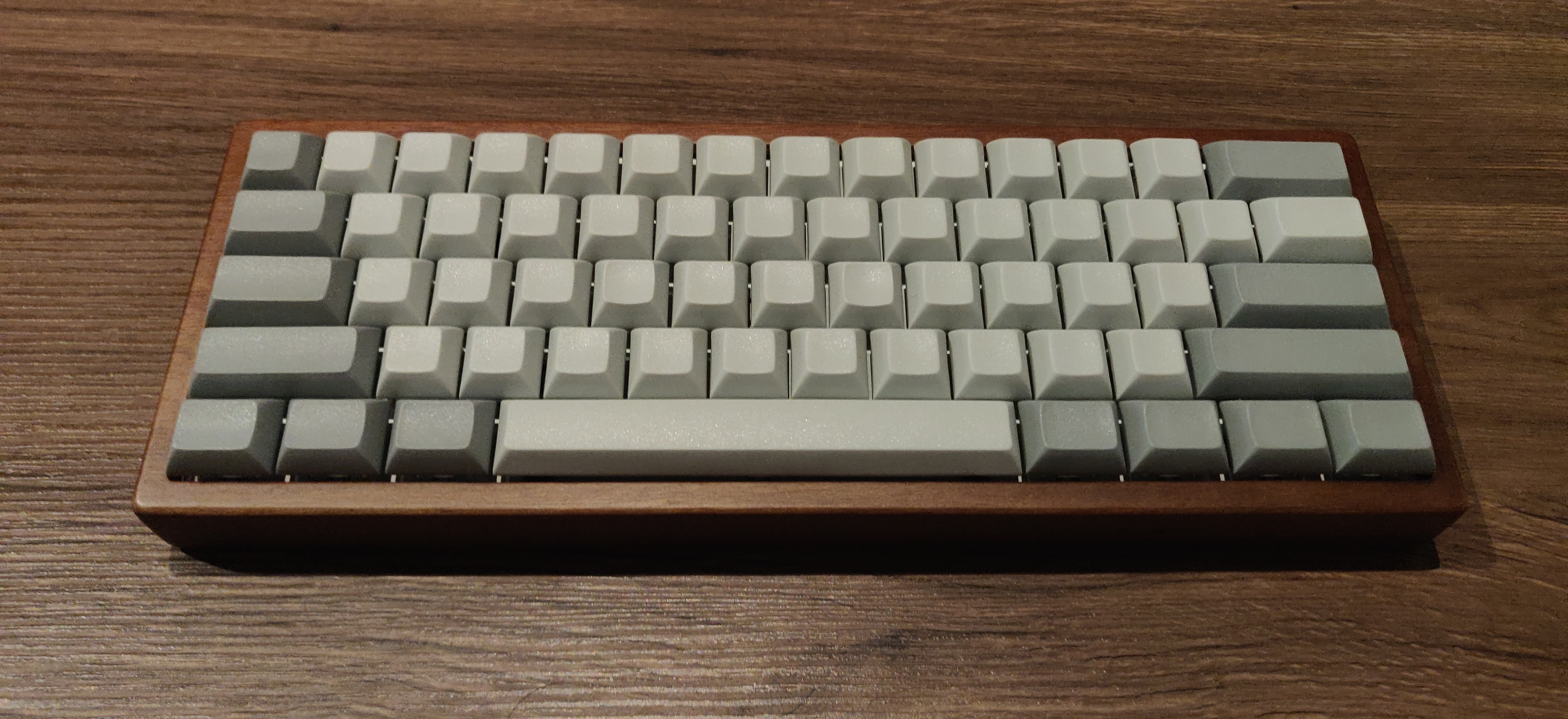 Anne Pro 2 with custom wooden case and blank keycaps