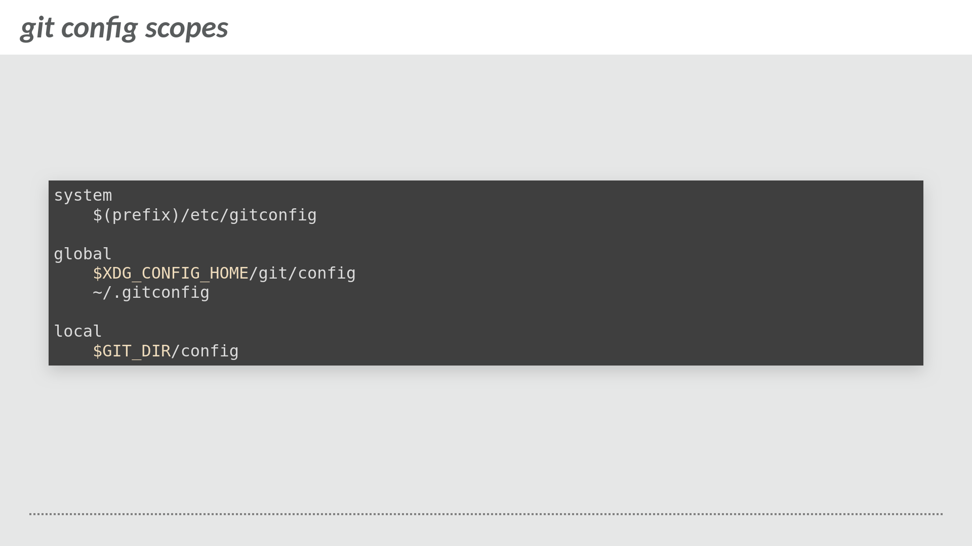 git configuration scopes (system, global, local)