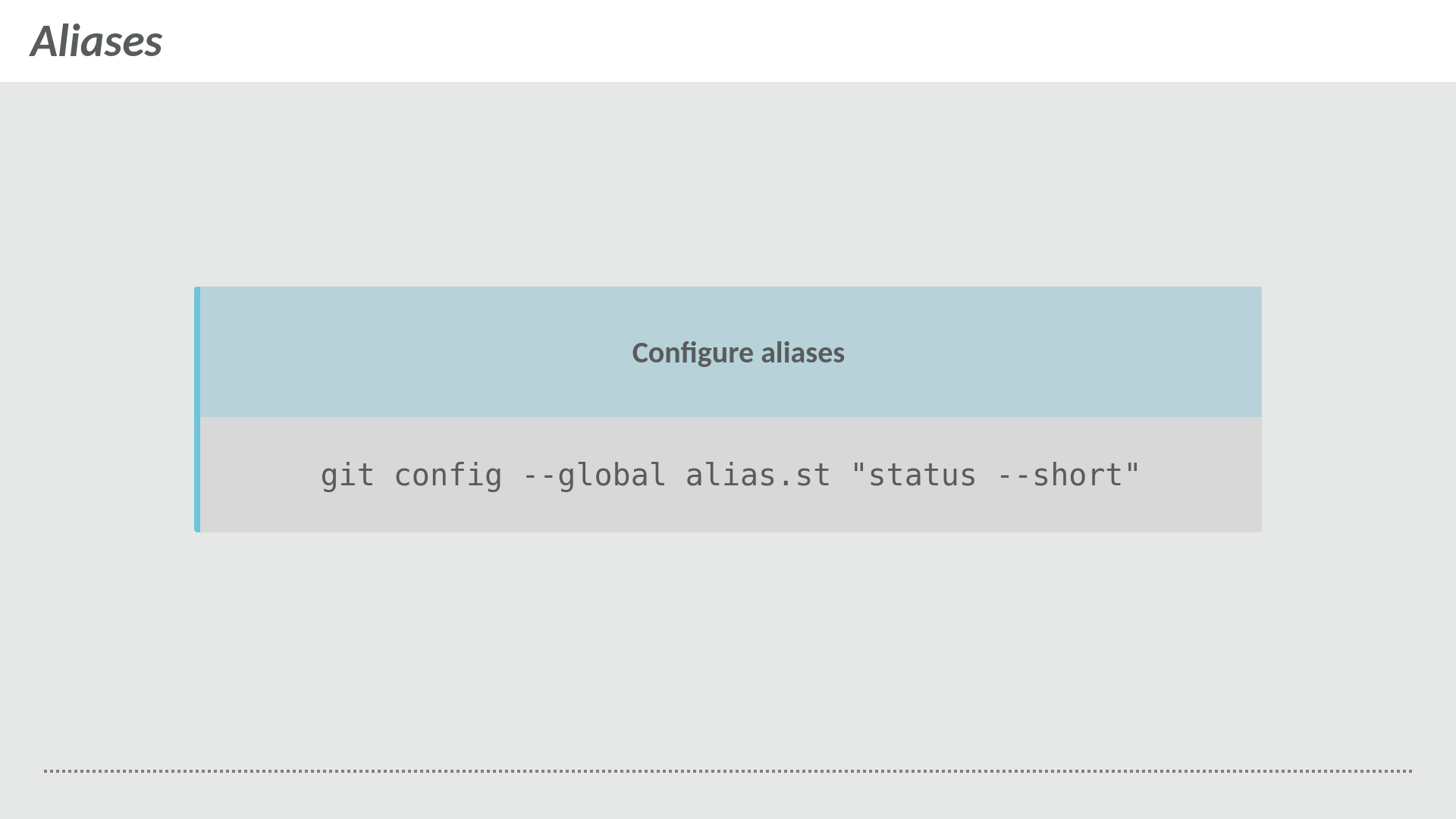 Configuring git aliases with the alias config option