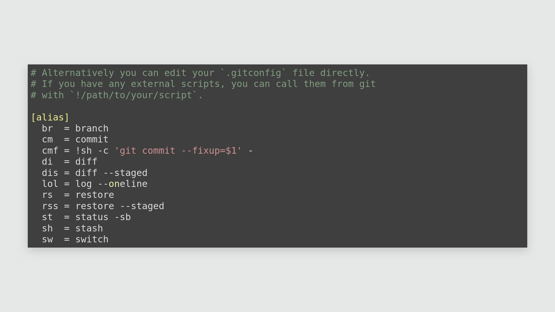 Sample gitconfig with aliases