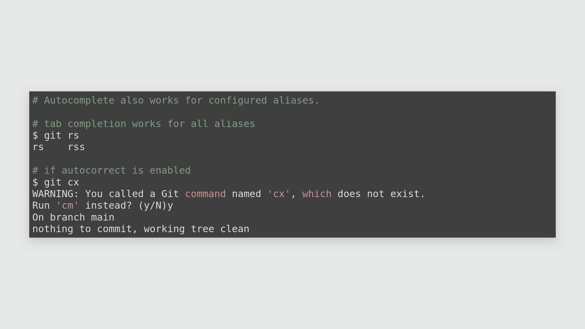 Invoking git aliases and interaction with autocorrect