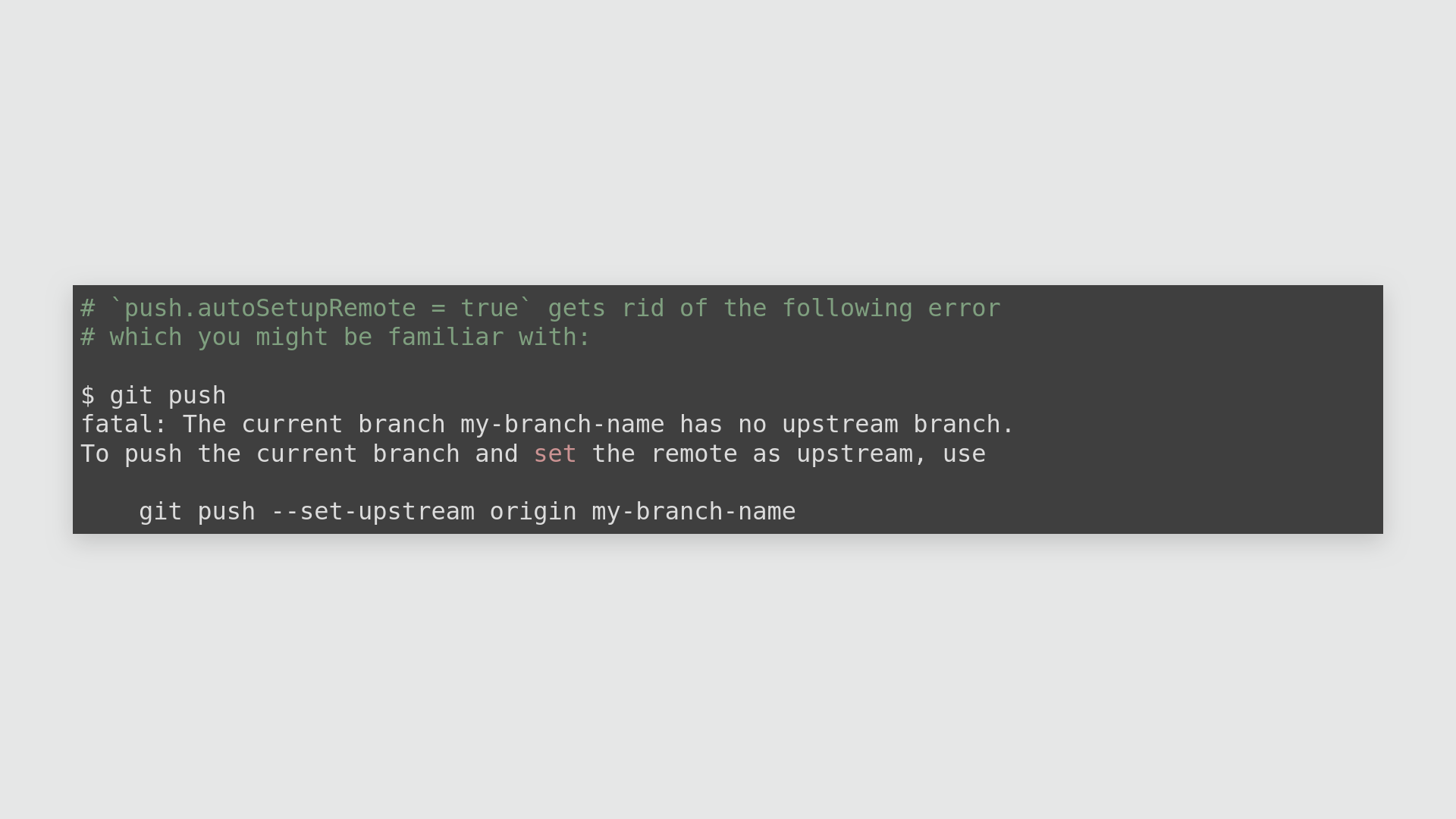 git push.autoSetupRemote error message