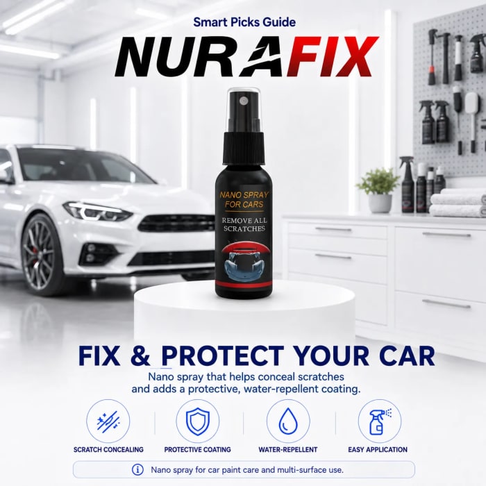 NuraFix automotive scratch-care spray bottle