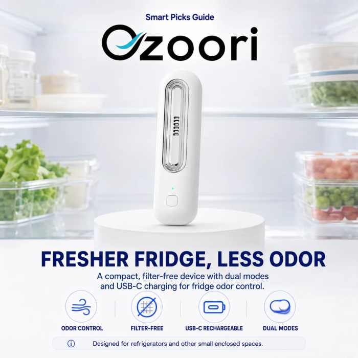Ozoori rechargeable refrigerator odor-control device