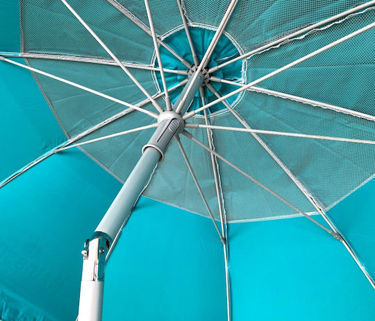 Maui & Sons Σπαστή Ομπρέλα Θαλάσσης Αλουμινίου Διαμέτρου 2.2m με UV Προστασία και Αεραγωγό Πετρόλ — εικόνα 3