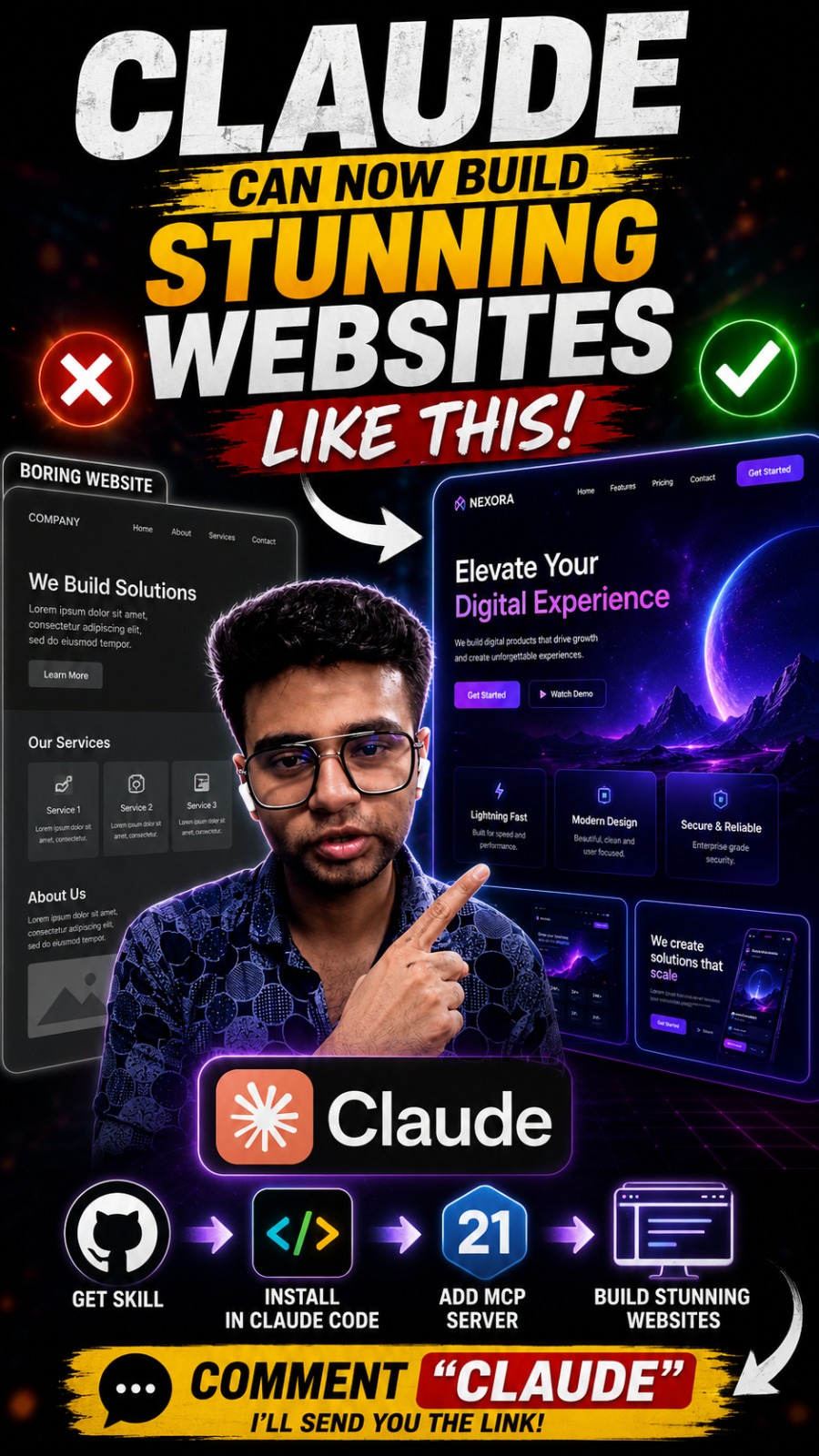 Build Stunning websites from claude. (post no 16)