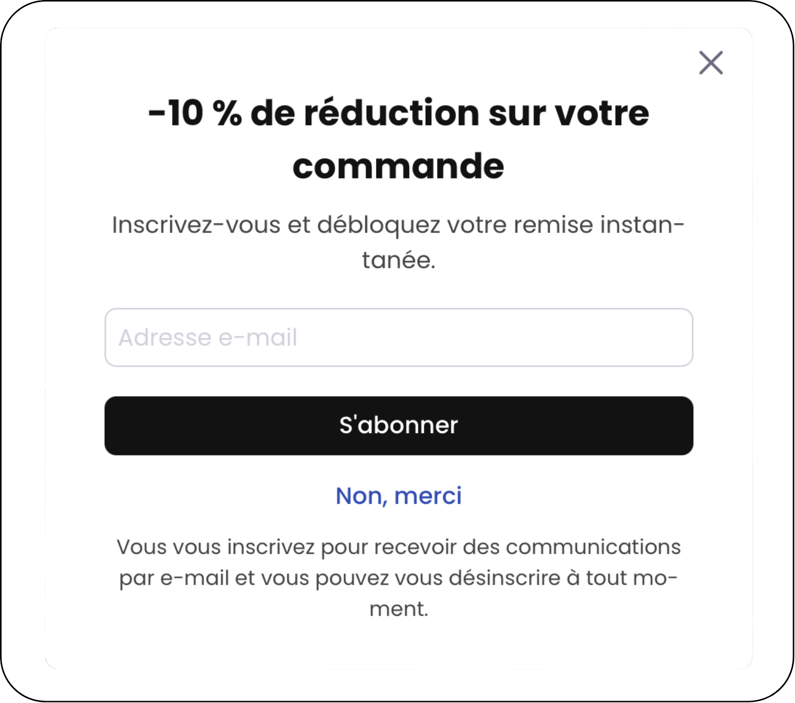 Pop-up d'acquisition Purinov