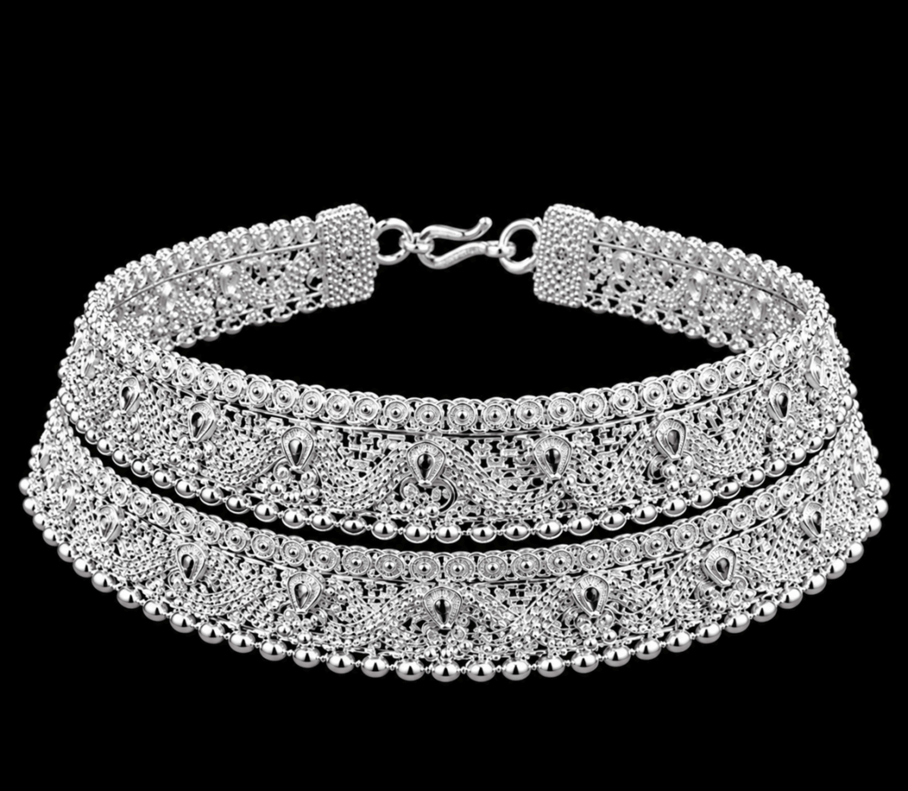 Ornate Silver Filigree Anklet