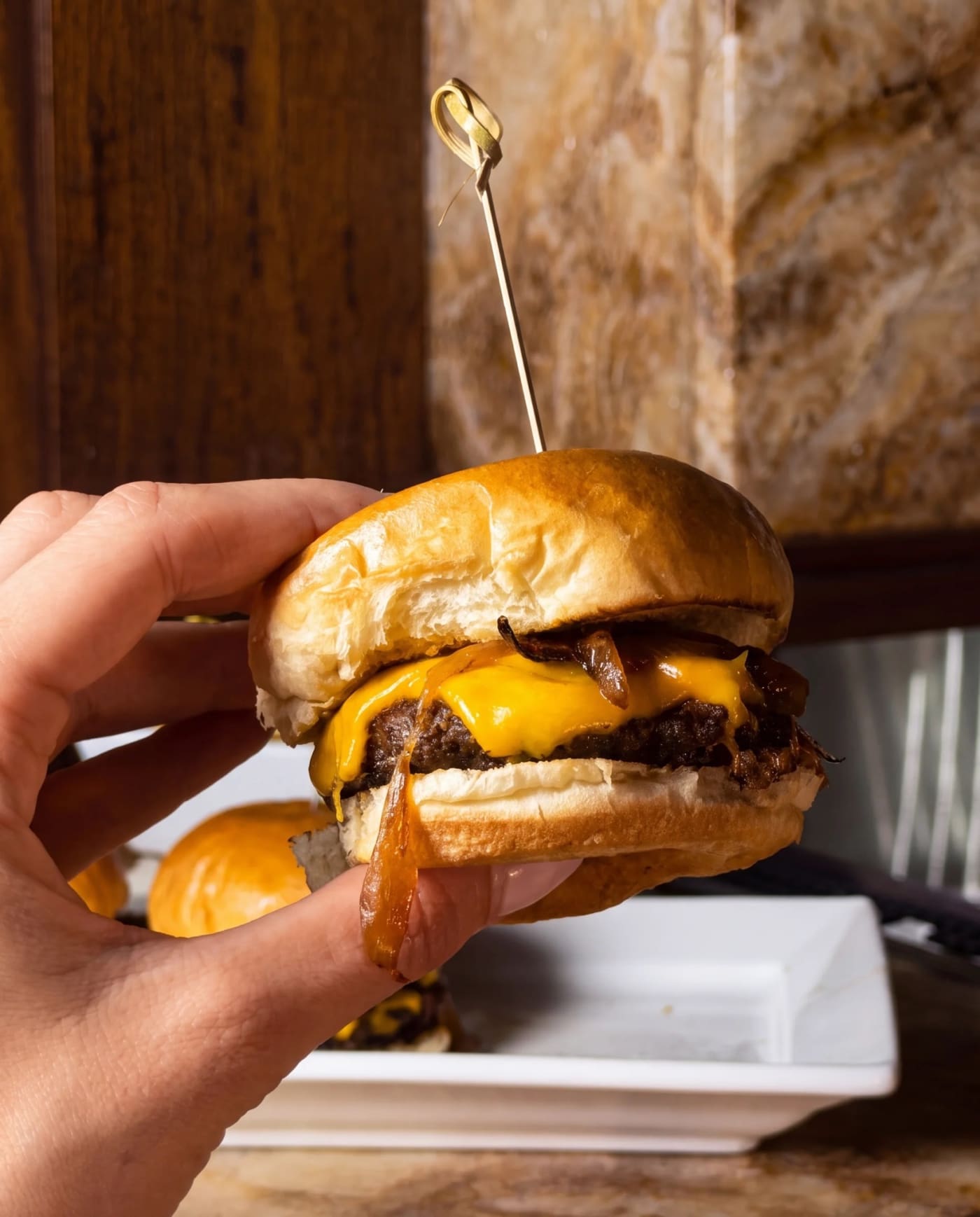 Slider held up at the bar