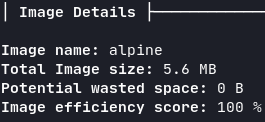 Inspect Alpine Linux container image with dive