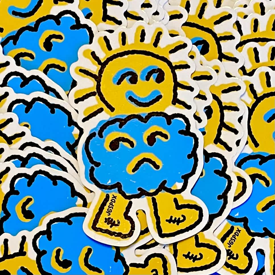 Happy Sun, Sad Cloud Sticker