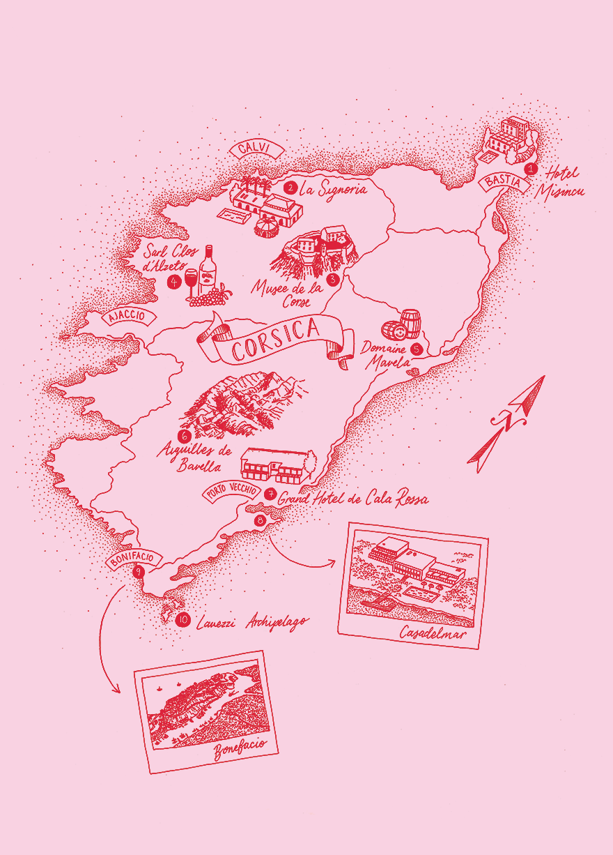 Corsica Map, Netjets Magazine