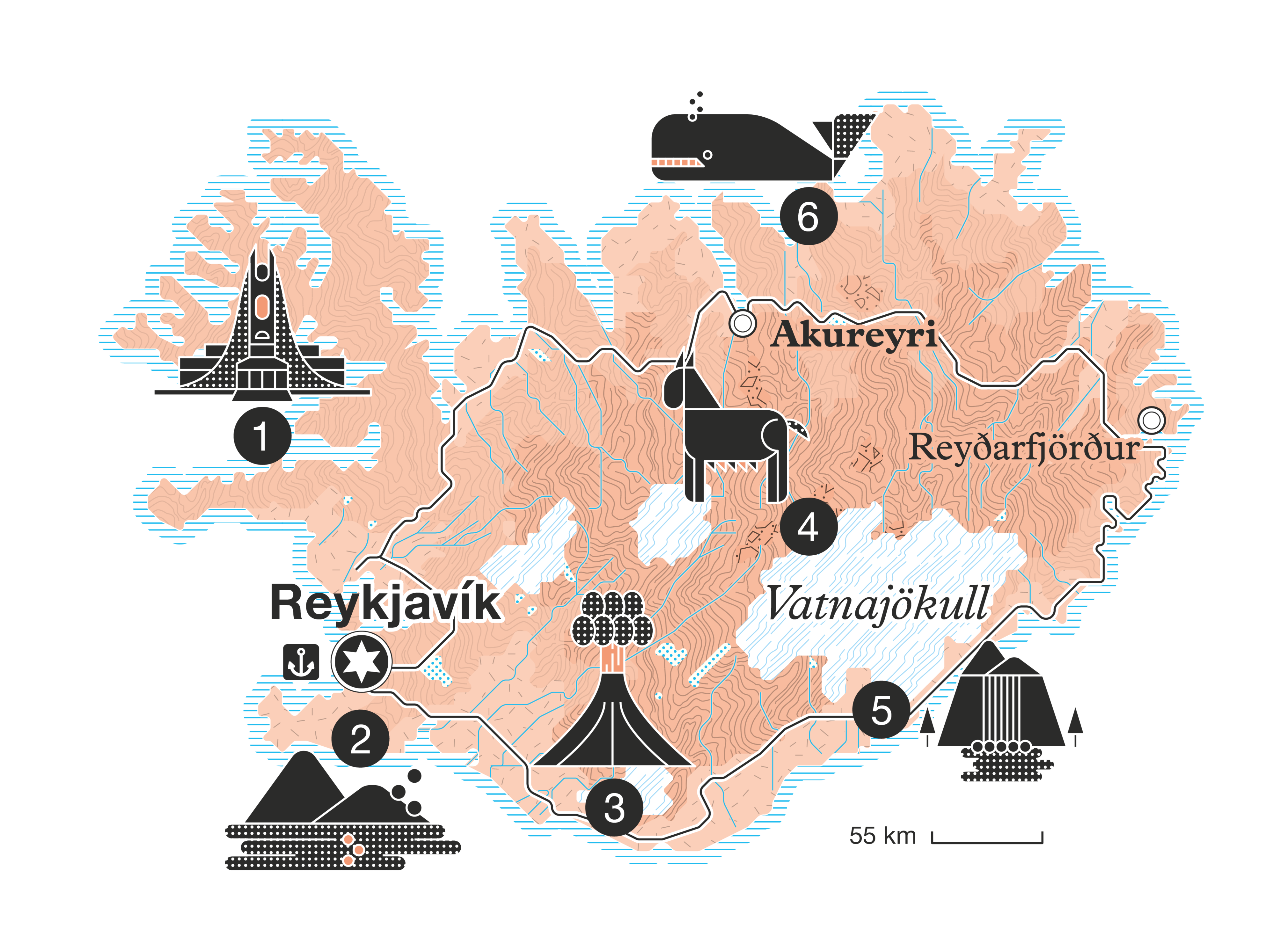 Iceland map, Monocle