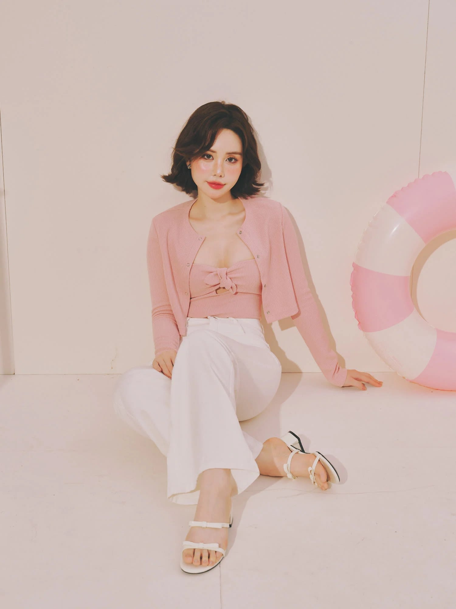 Sét áo dệt nữ  và Bộ liền thân nữ màu hồng Rosie Set