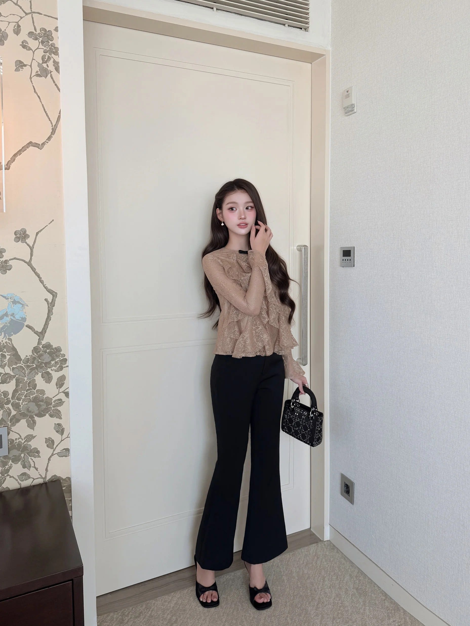 Áo lưới kim tuyến nâu Amber Top – Tops - Image 5