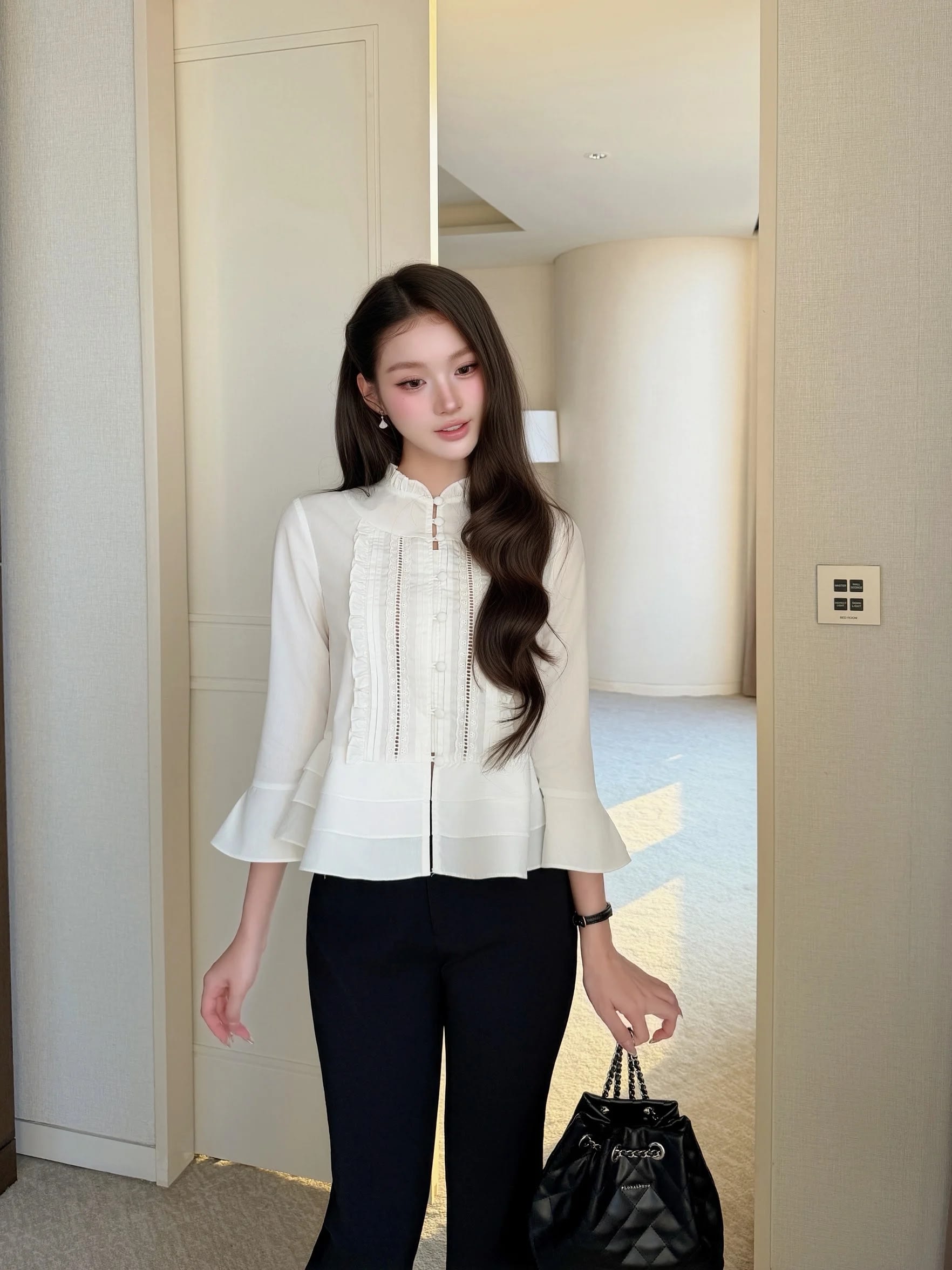 Áo sơ mi trắng bèo gấu Cici shirt – Tops - Image 1