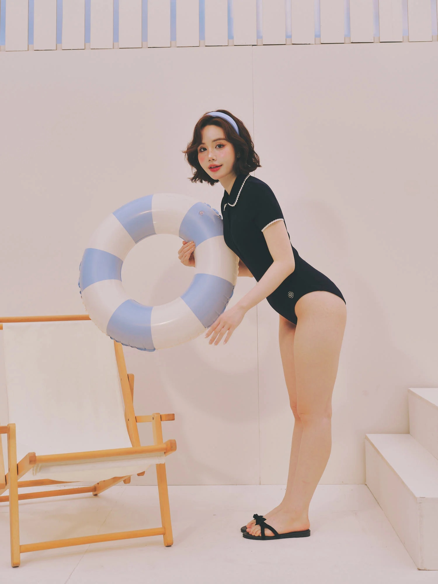 Áo Bodysuit màu xanh navy Cici Top