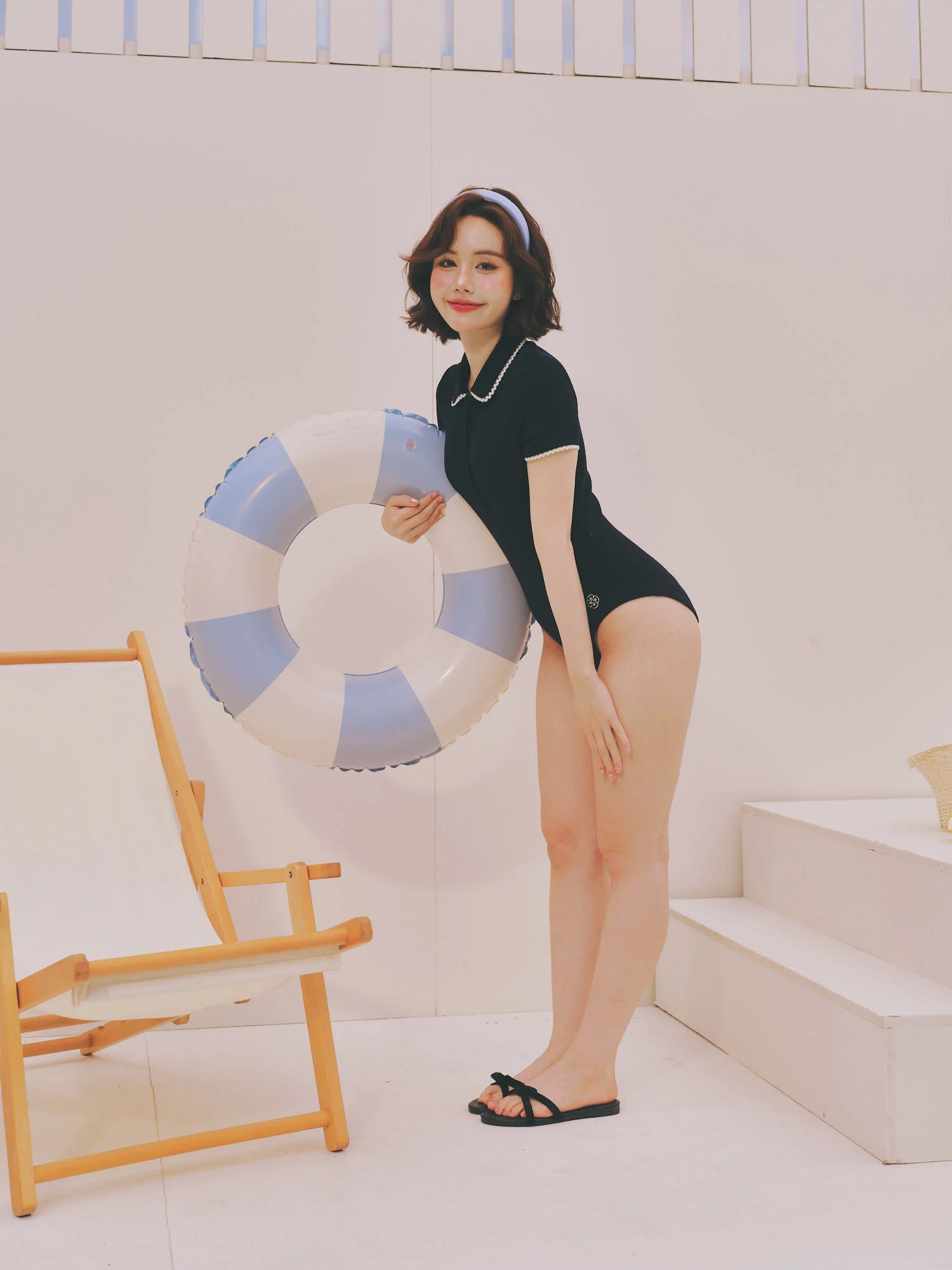 Áo Bodysuit màu xanh navy Cici Top