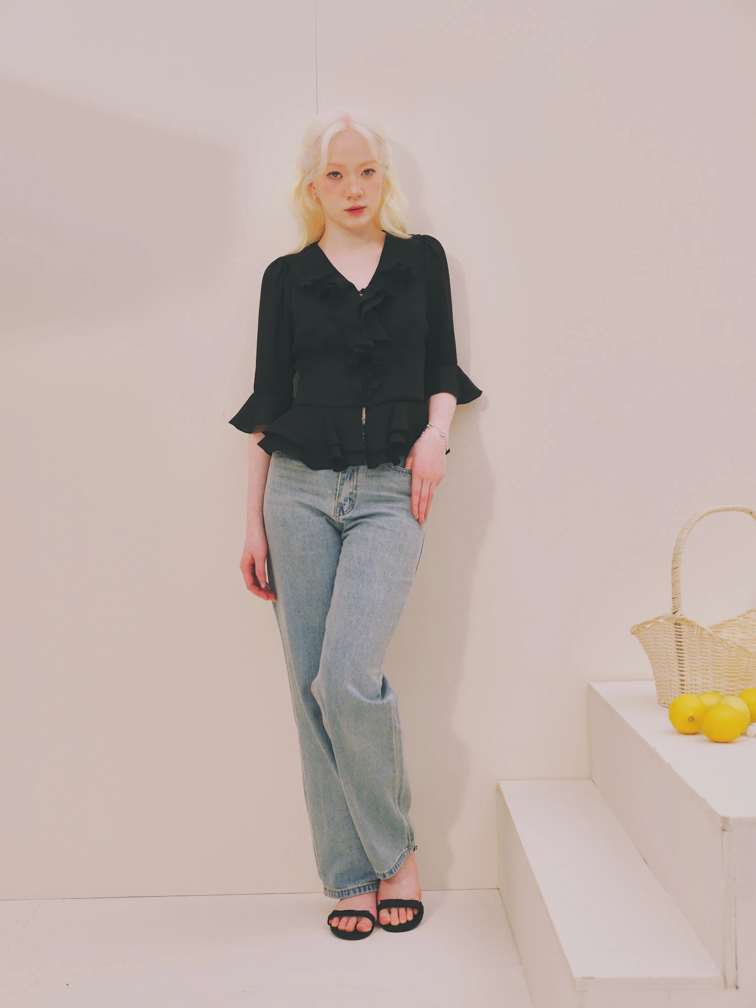 Áo sơ mi nữ tơ cổ tim bèo Fleur Top