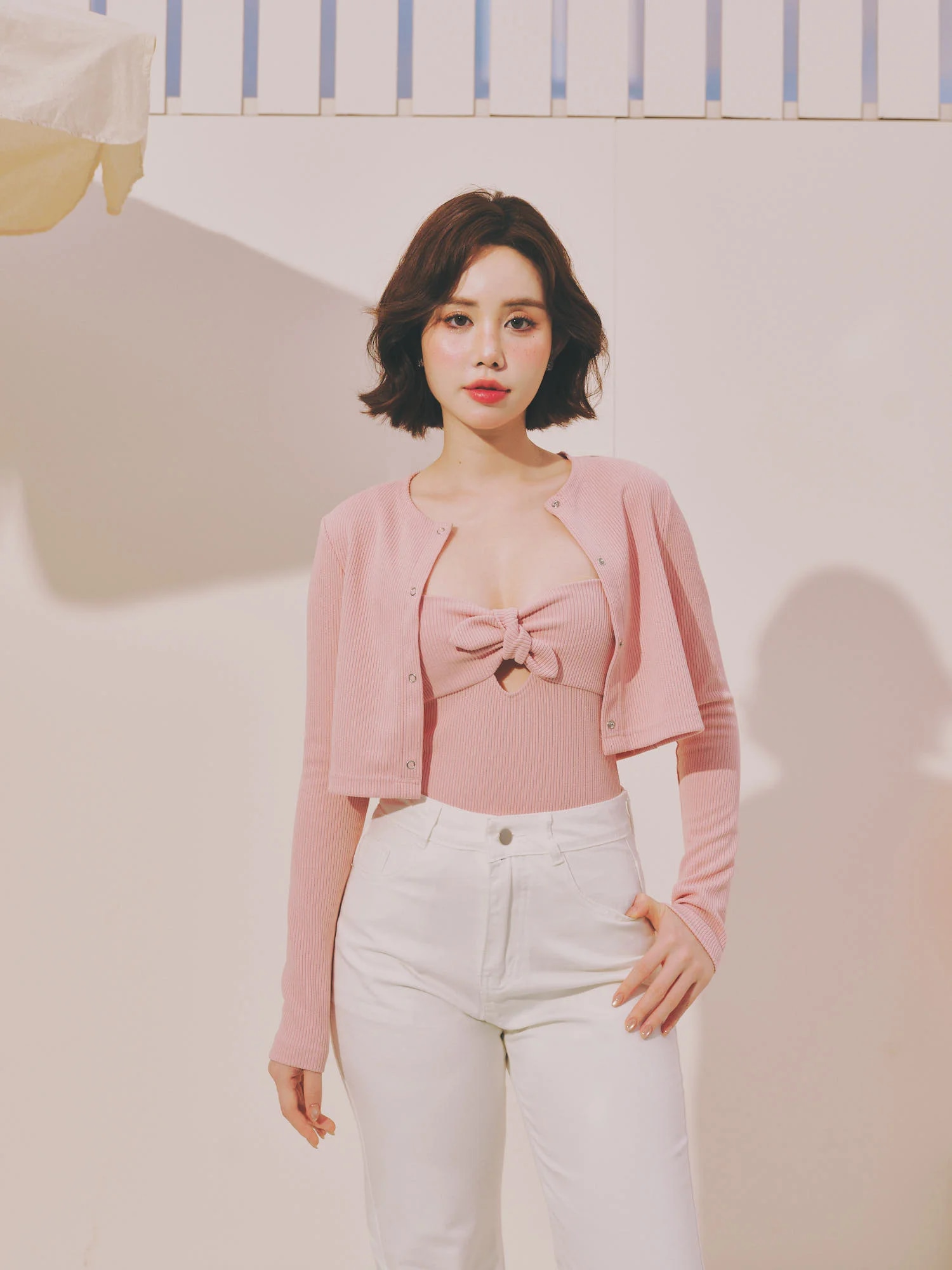Sét áo dệt nữ  và Bộ liền thân nữ màu hồng Rosie Set