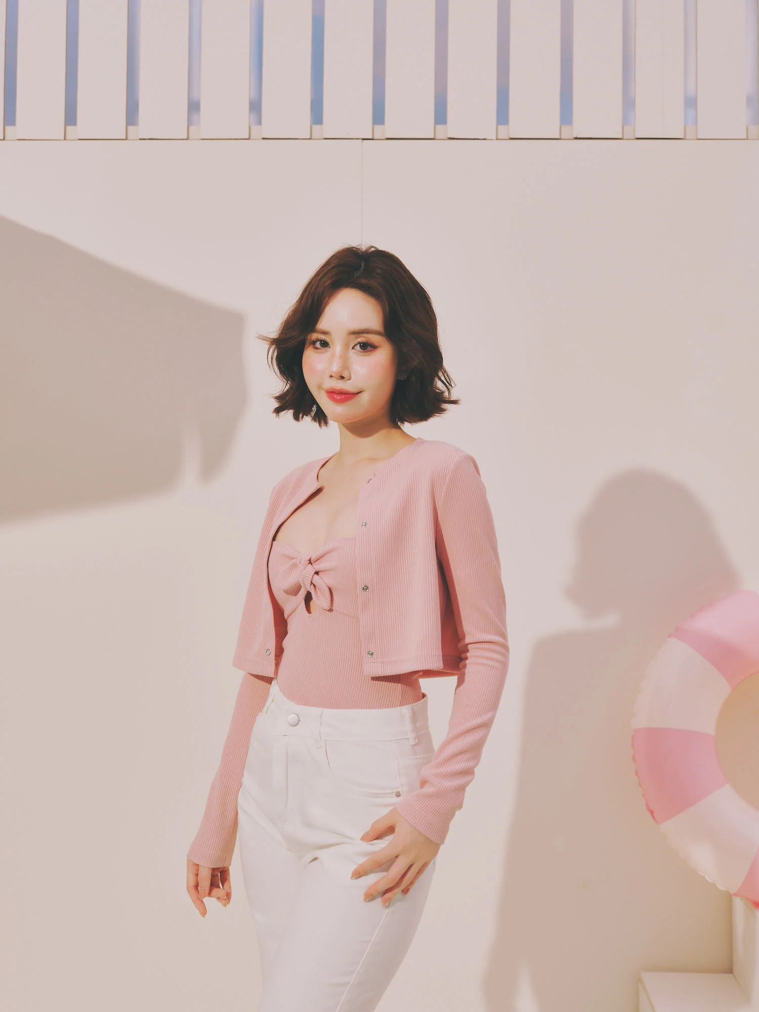 Sét áo dệt nữ và Bộ liền thân nữ màu hồng Rosie Set