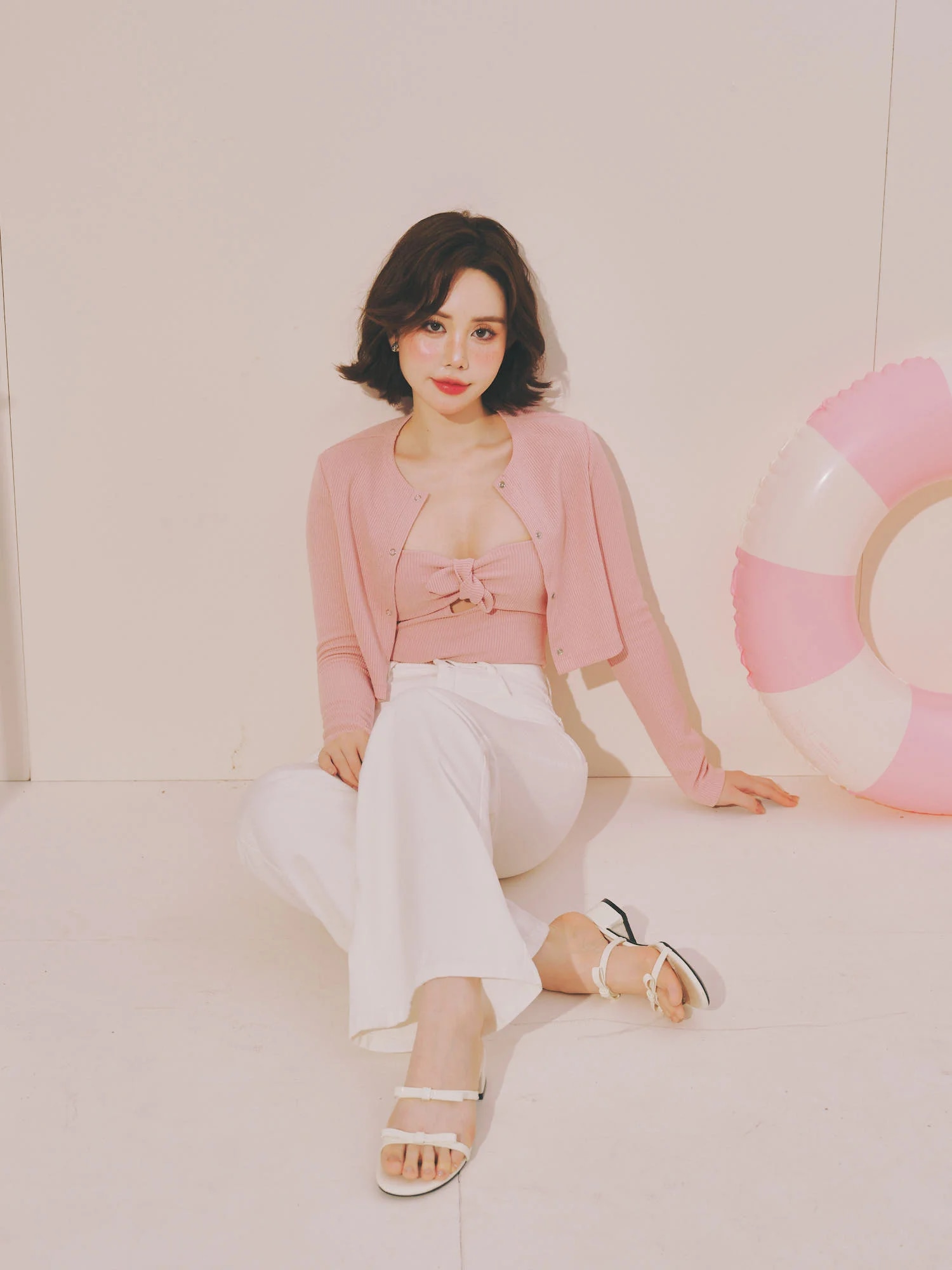 Sét áo dệt nữ và Bộ liền thân nữ màu hồng Rosie Set
