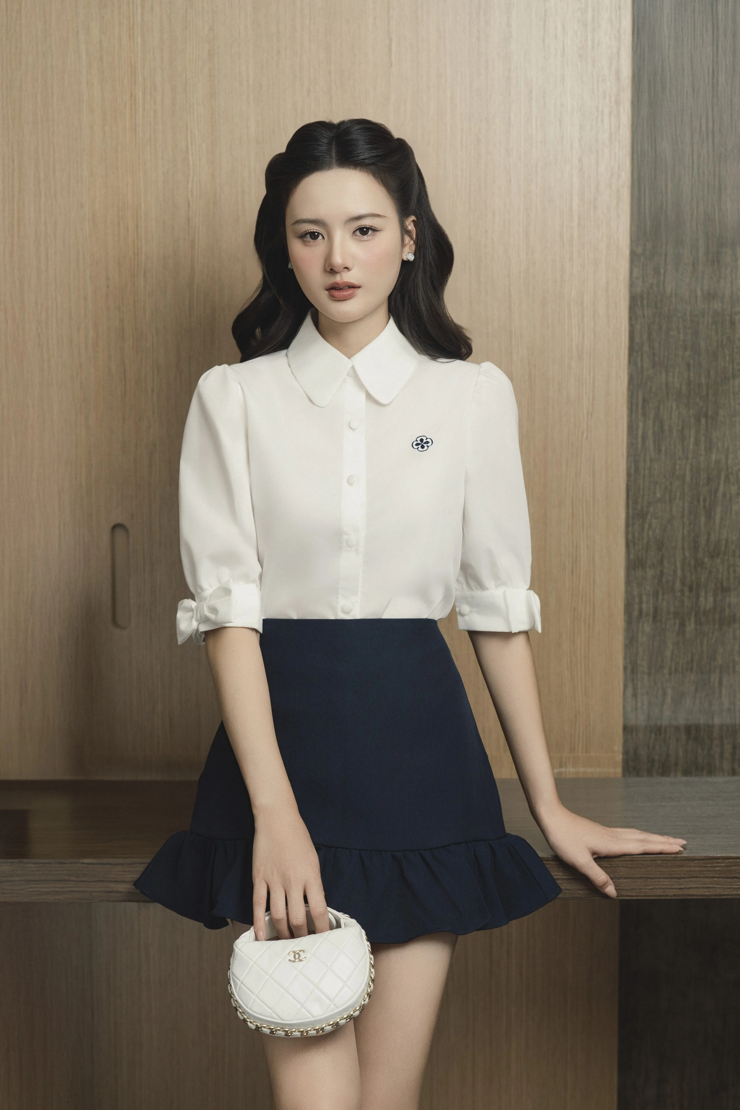 Áo sơ mi tay nơ  cổ sen Helen Top