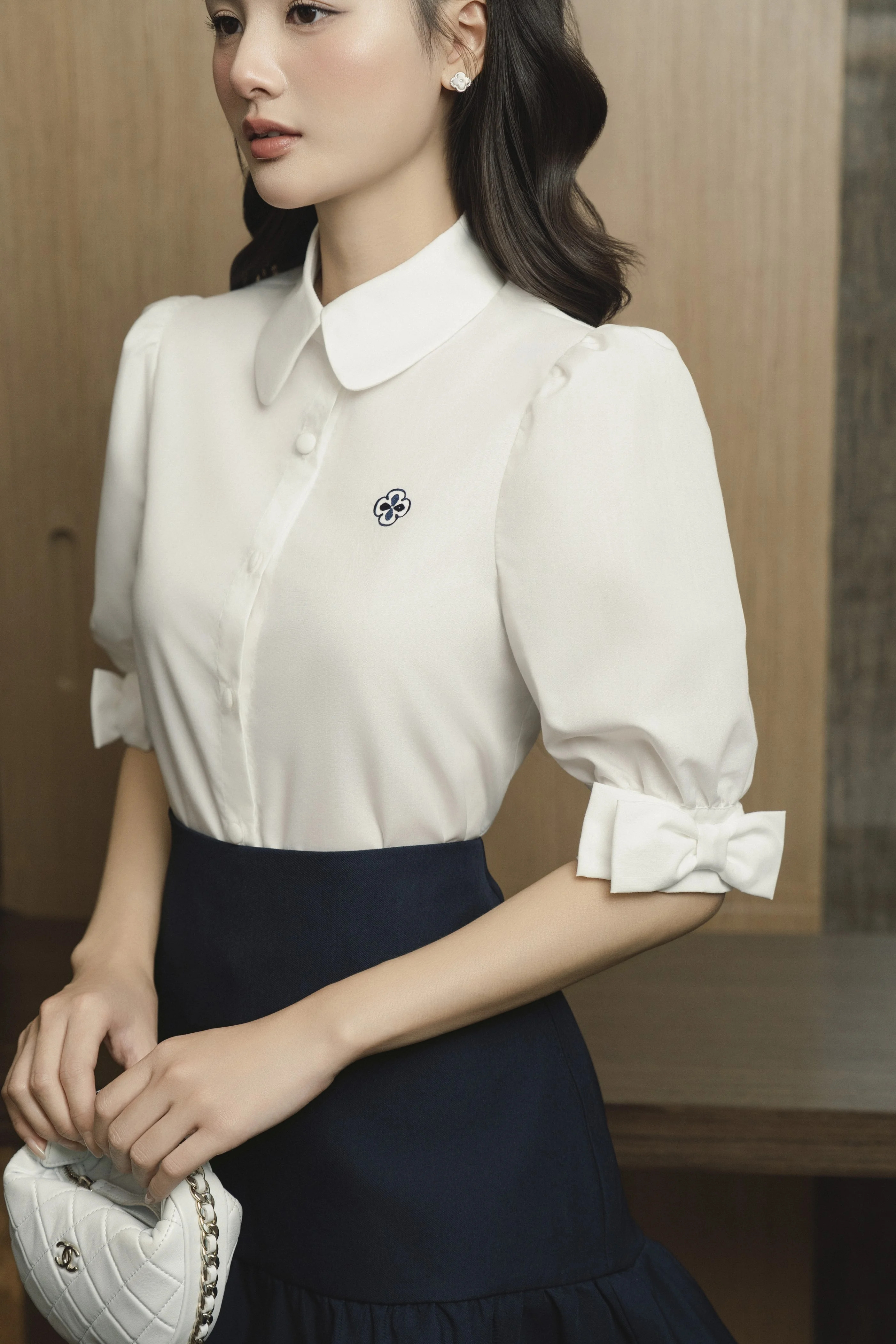 Áo sơ mi tay nơ cổ sen Helen Top
