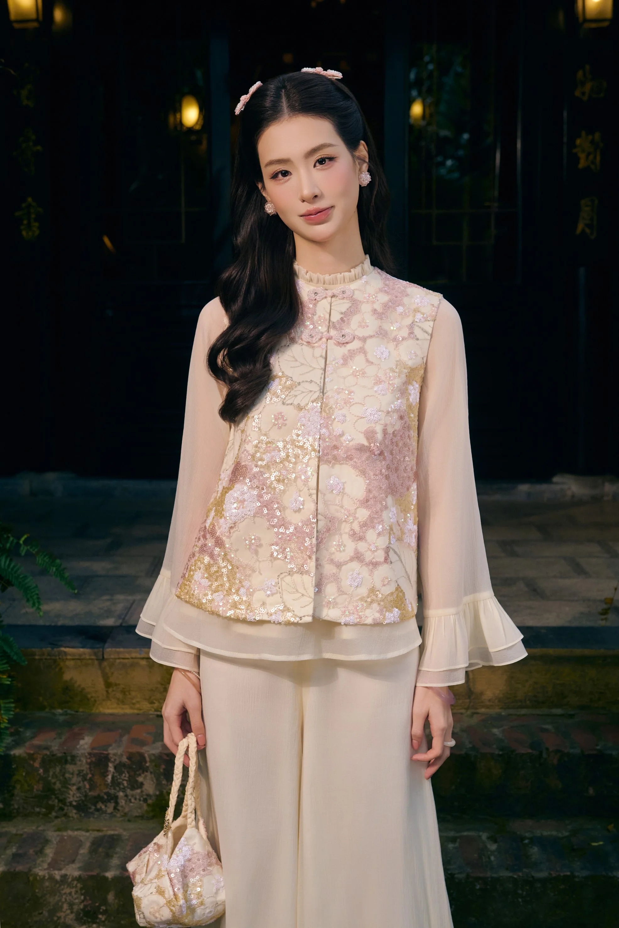 Áo gile kim sa TUYẾT CHI