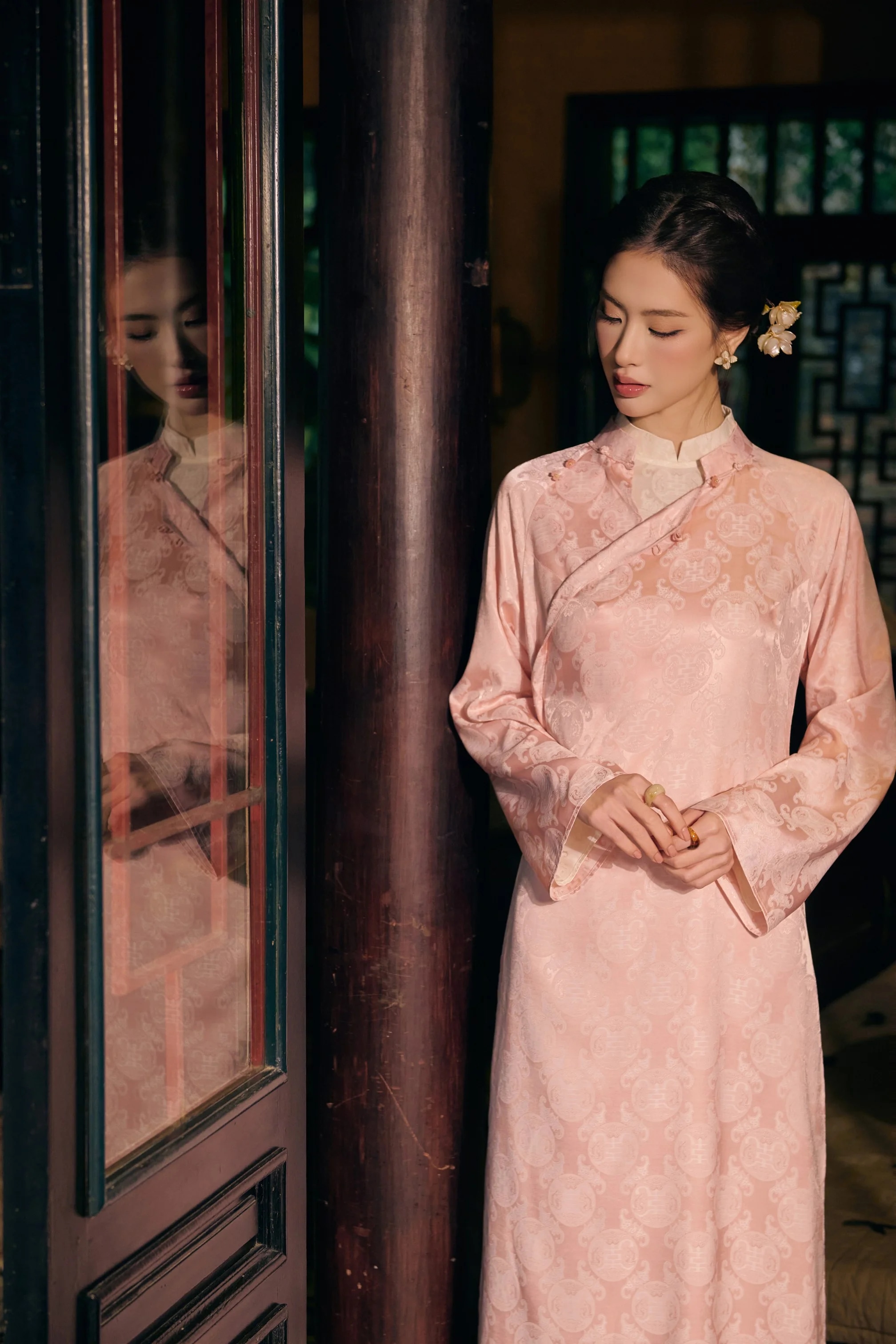 Set bộ áo dài Hồng Diệu