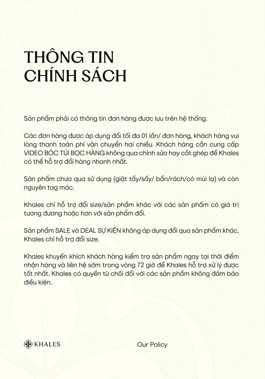 Thông tin chính sách