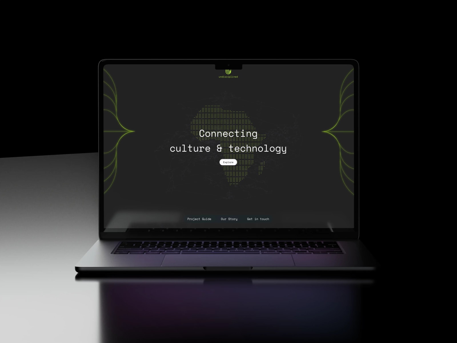 The Undisciplined homepage on a laptop: “Connecting culture & technology”