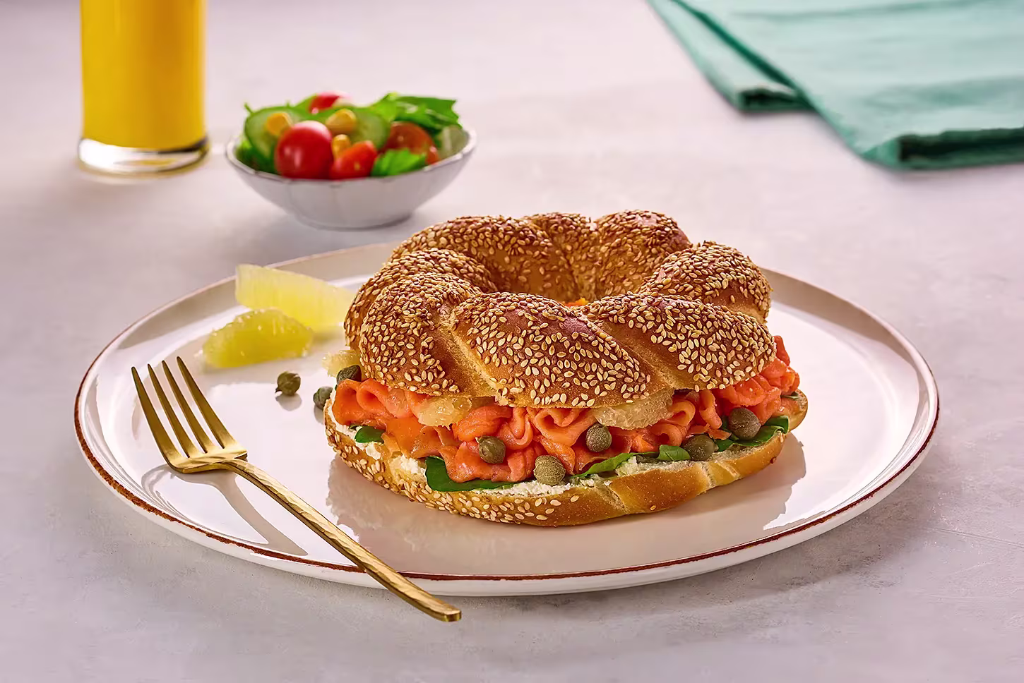 smoked salmon simit - Mado restaurant - commercial food photography - egypt -mohamed abdel-hady
