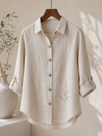 Linen Shirt with Silver Buttons Women
