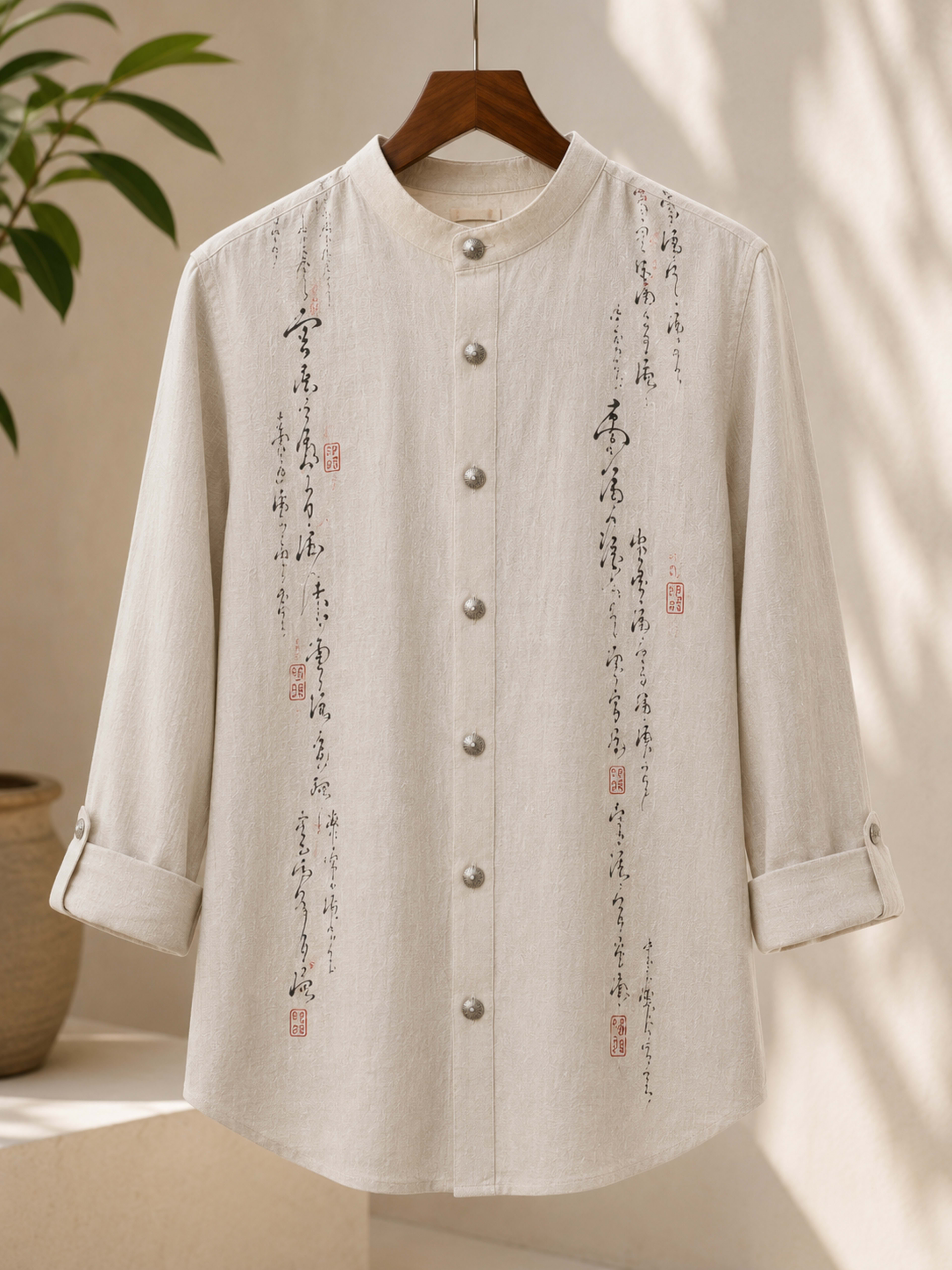 Silver Button Calligraphed Women