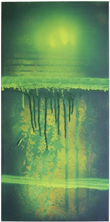 Street Worker Green, a 2013 spray paint work on canvas by Jacob Giberson.