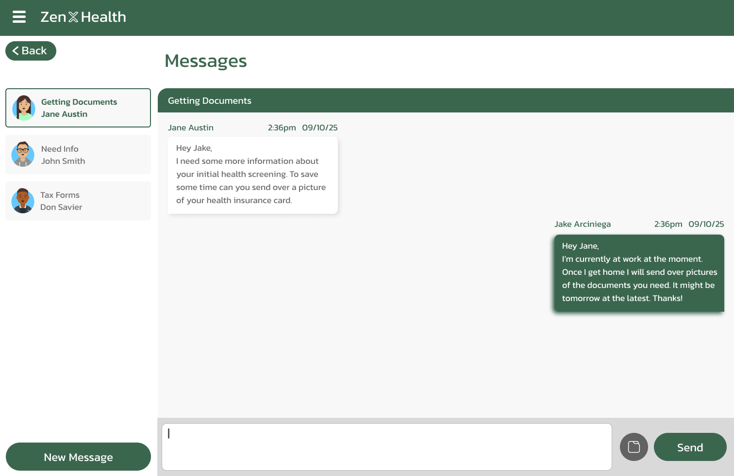 Zen Health Message Center