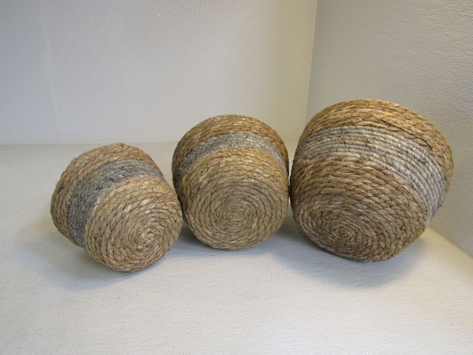 Potey Pflanzkörbe Menge 3 grau handgewebte Seegrasfaser - Bild 6 von 12
