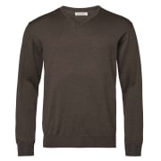 Chevalier Aston V-Neck Merino Pullover Men Leather Brown