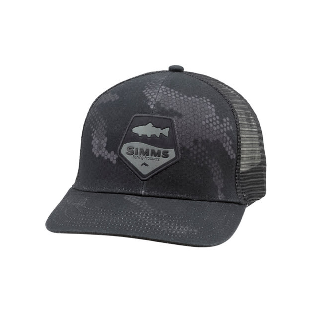 Simms Trout Patch Trucker Hex Camo Carbon