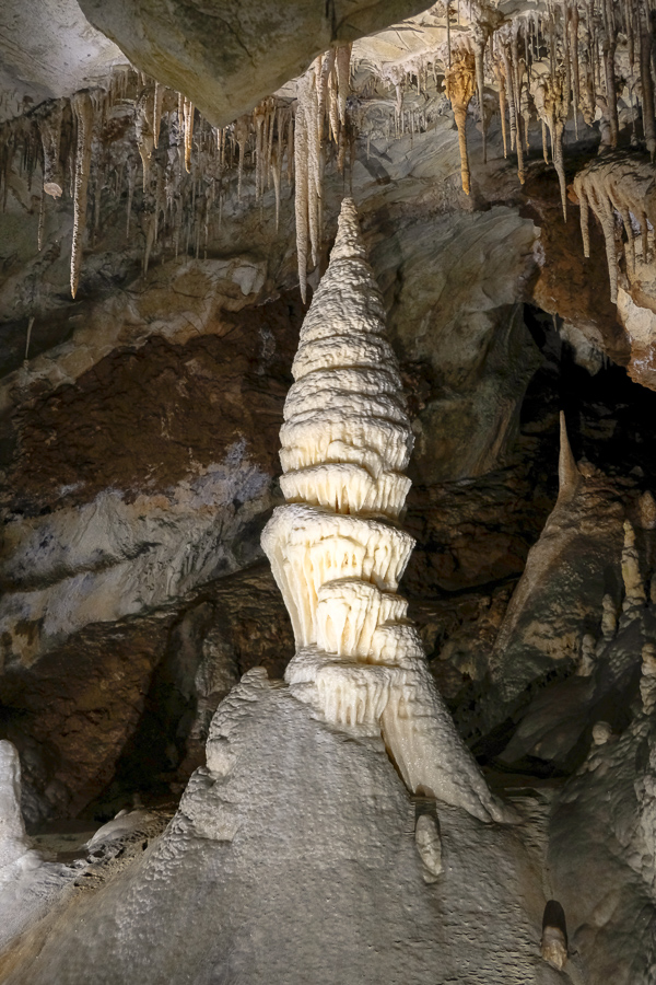 Spectacular Minaret stalagmite inside River Cave