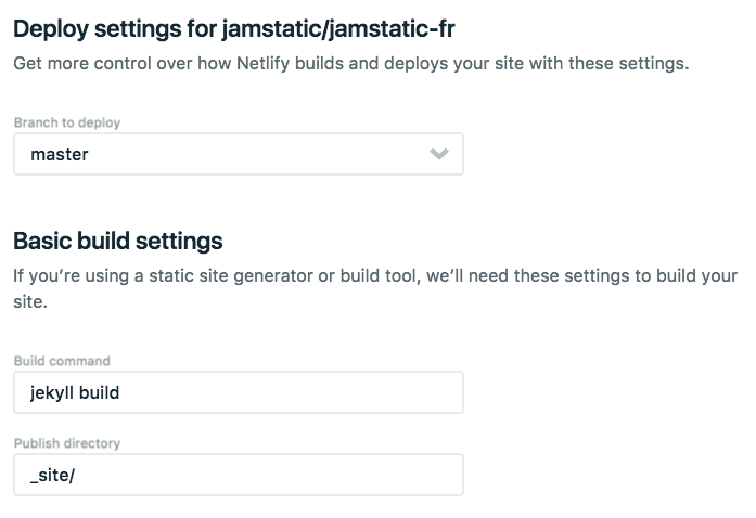 Ajout de site, étape 3 : configuration du déploiement