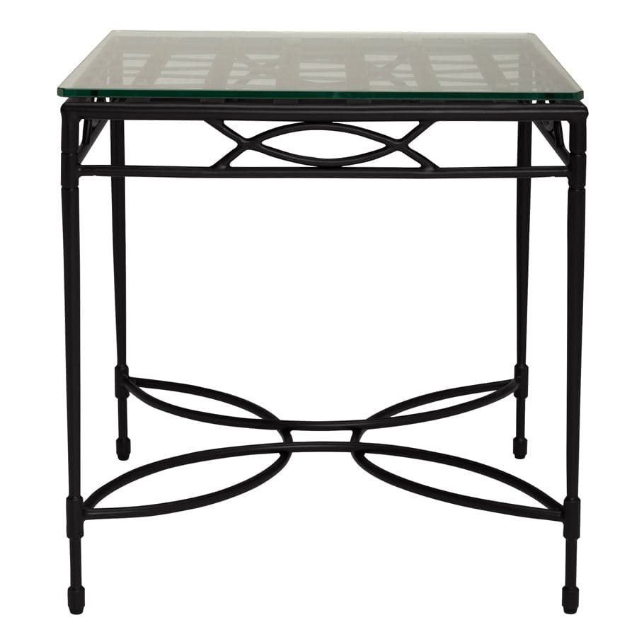 Amalfi Woven Glass Top Side Table Square 56