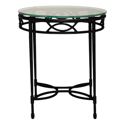 AMALFI GLASS TOP SIDE TABLE ROUND 51