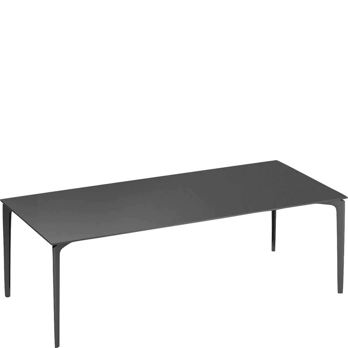 Metallic Grey Powder-Coated Aluminum Luxury Dining Table - Three-Quarter View | JANUS et Cie