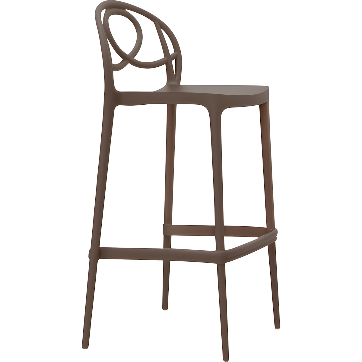 Finch Polypropylene Sketch Stackable Barstool - 3/4 Rear View | JANUS et Cie