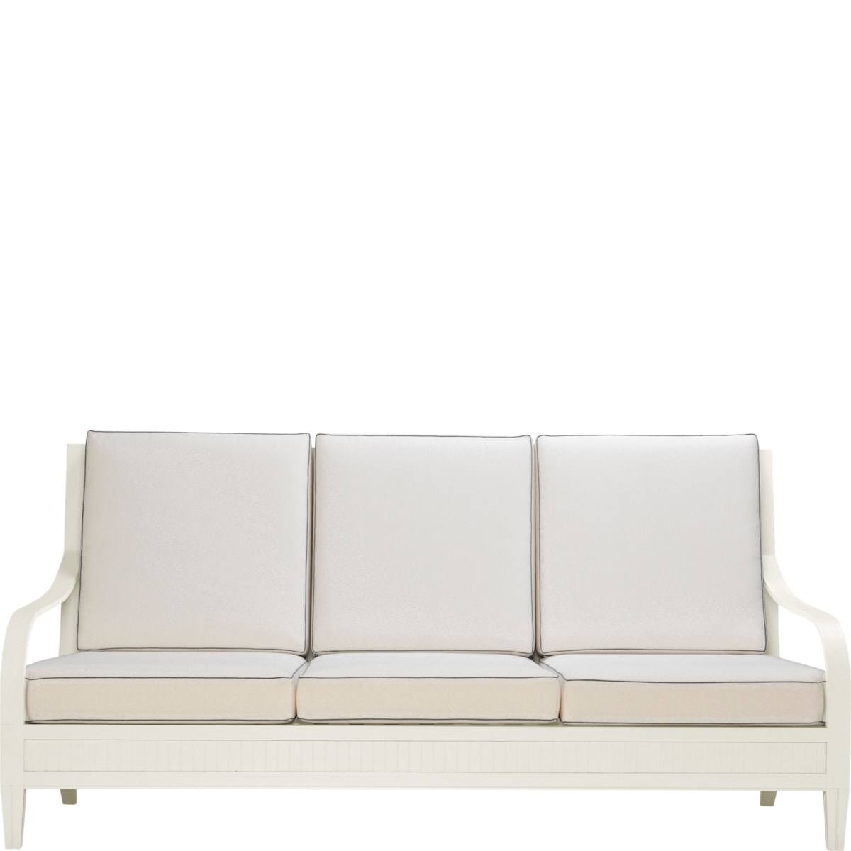 Savannah Sofa 3 Seat in Cirrus White aluminum frame, neo-classical luxury outdoor sofa | JANUS et Cie
