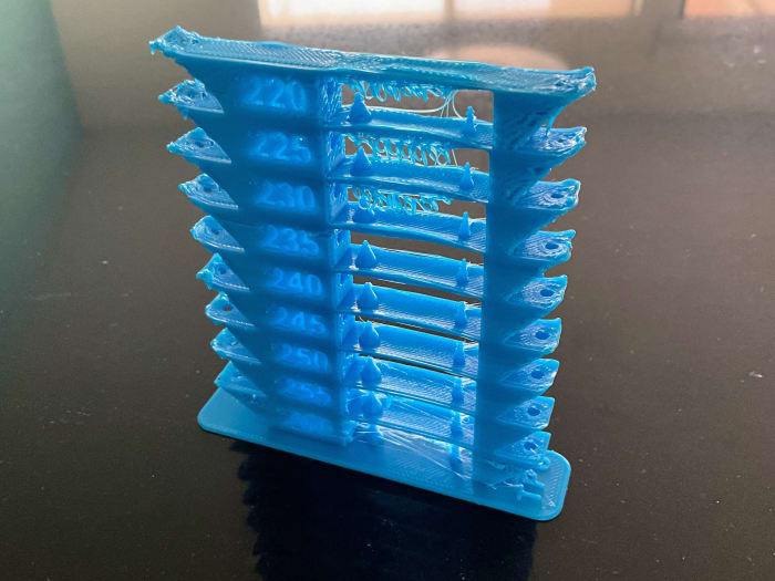 3D Printed temperature tuning tower in TPU