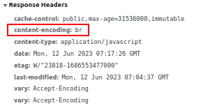 Compression as shown in devtools network tab