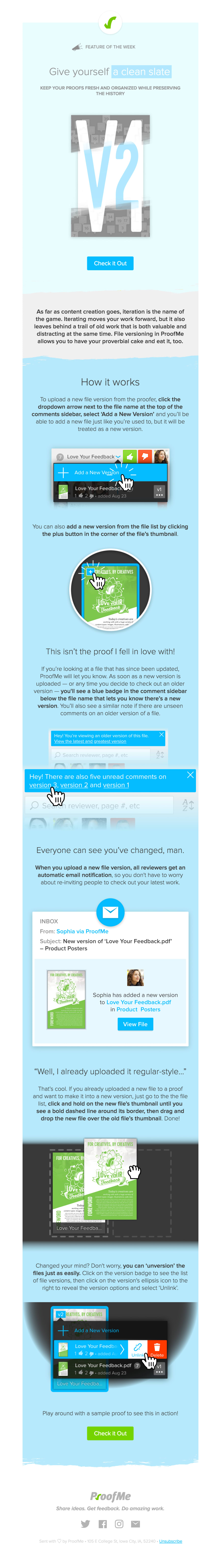Proofme email about file versioning.